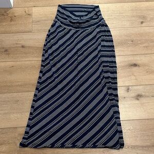 Motherhood Maternity Navy and White Diagonal Stripe Maxi Skirt